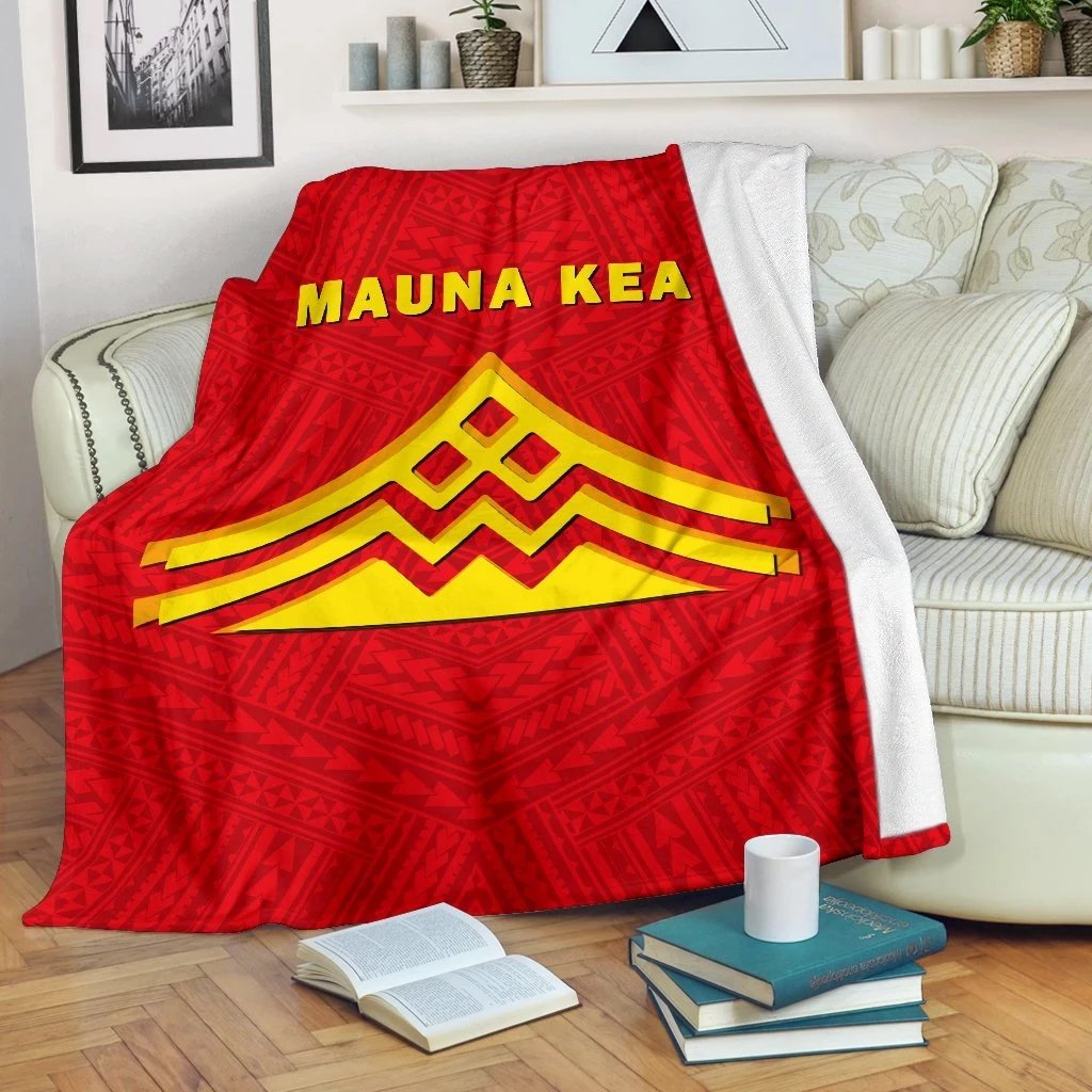 Hawaii Mauna Kea Polynesian Premium Blanket White - Polynesian Pride