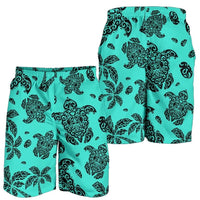 Polynesian Turtle Palm And Sea Pebbles Turquoise Men's Short Men's Shorts Turquoise - Polynesian Pride