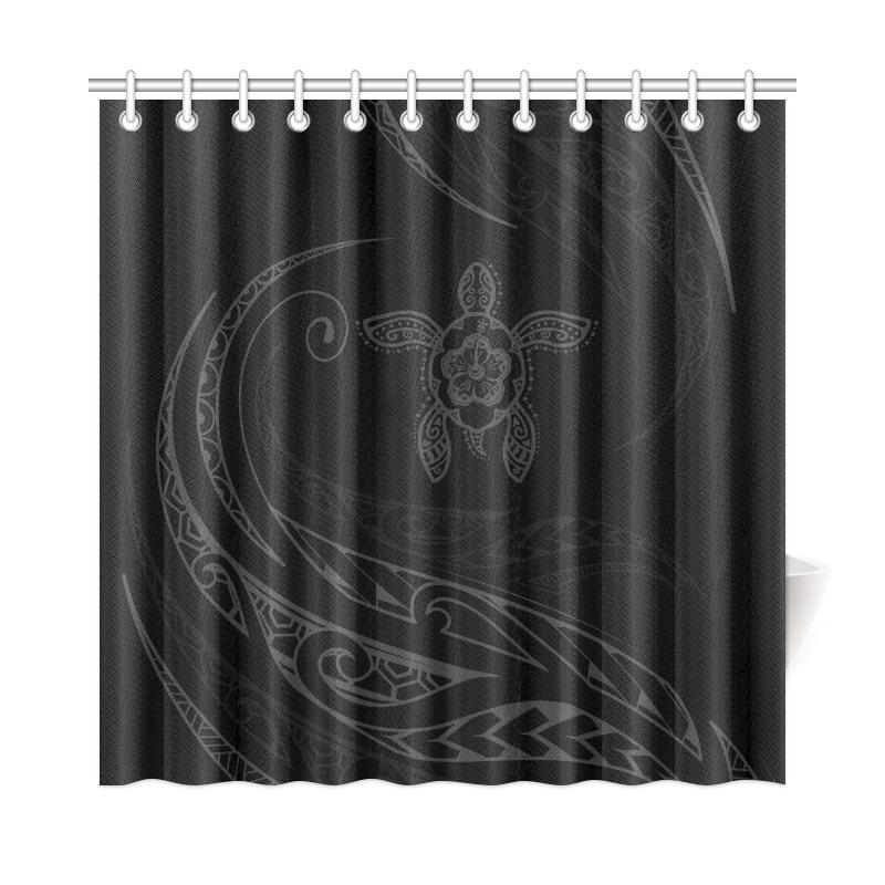 Hawaii Turtle Hibiscus Shower Curtain - Grey - Frida Style - Polynesian Pride