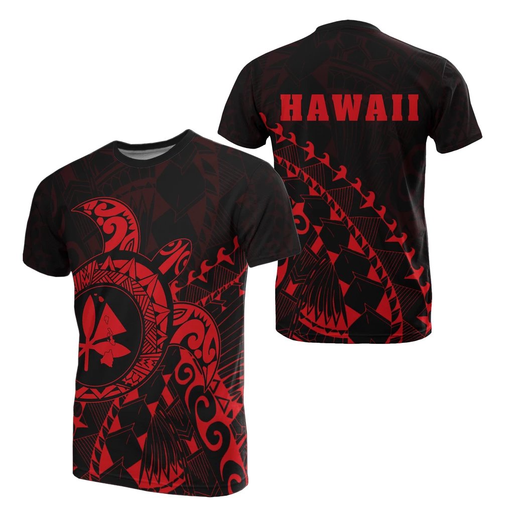 Kanaka Map T shirt ( Red) Turtle Style Unisex White - Polynesian Pride