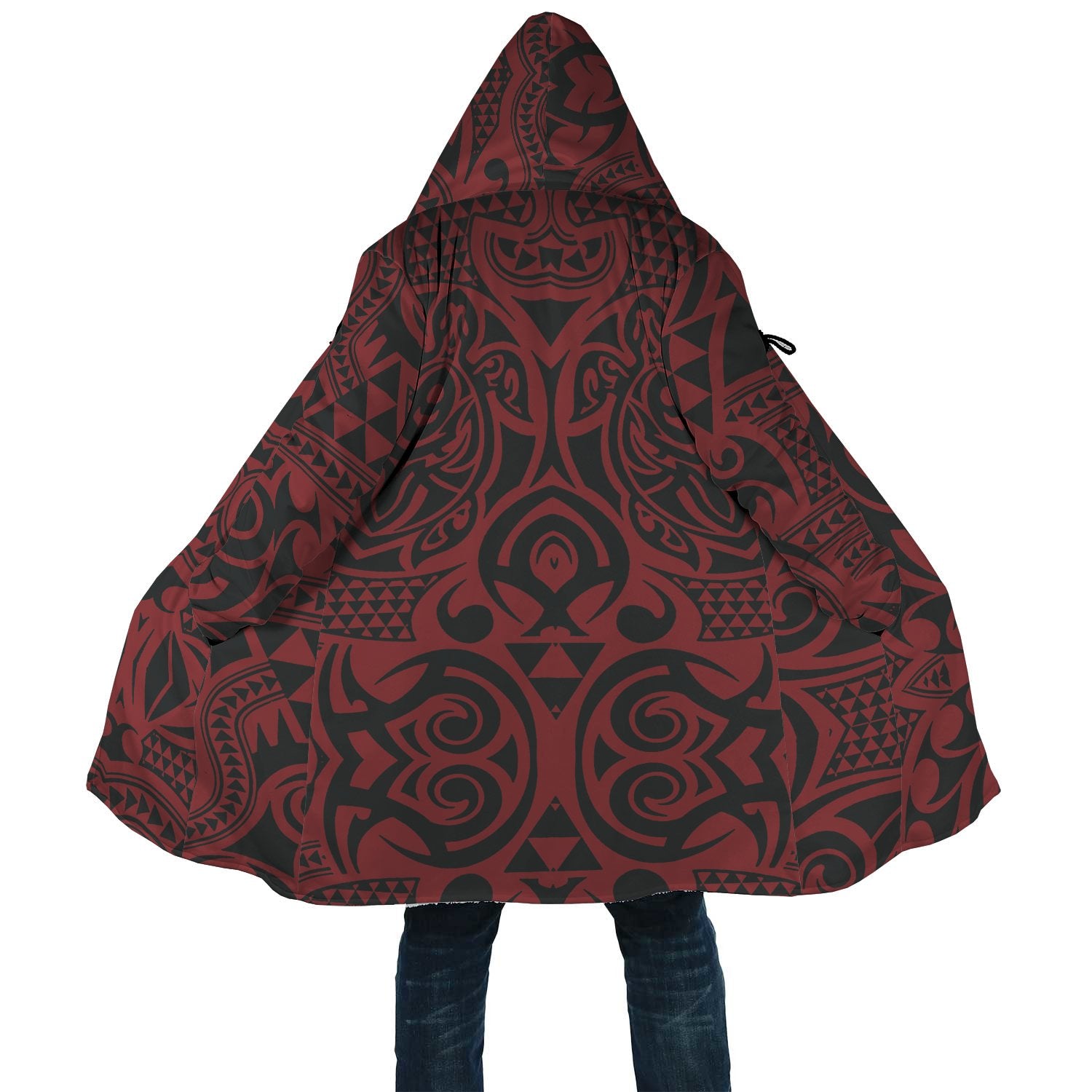 Polynesian All Over Print Cloak 35 Unisex Black - Red - Polynesian Pride