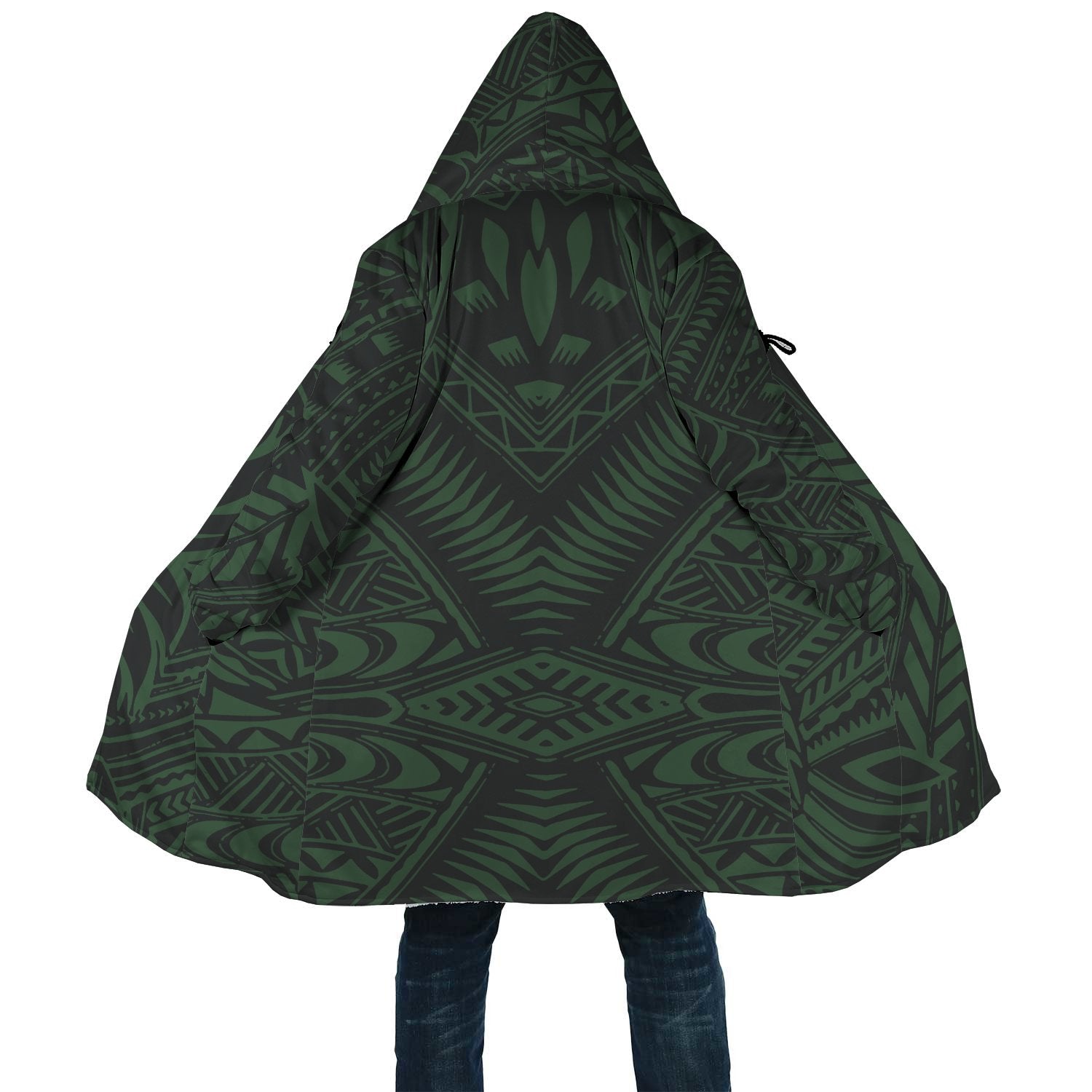 Polynesian All Over Print Cloak 50 Unisex Black - Green - Polynesian Pride