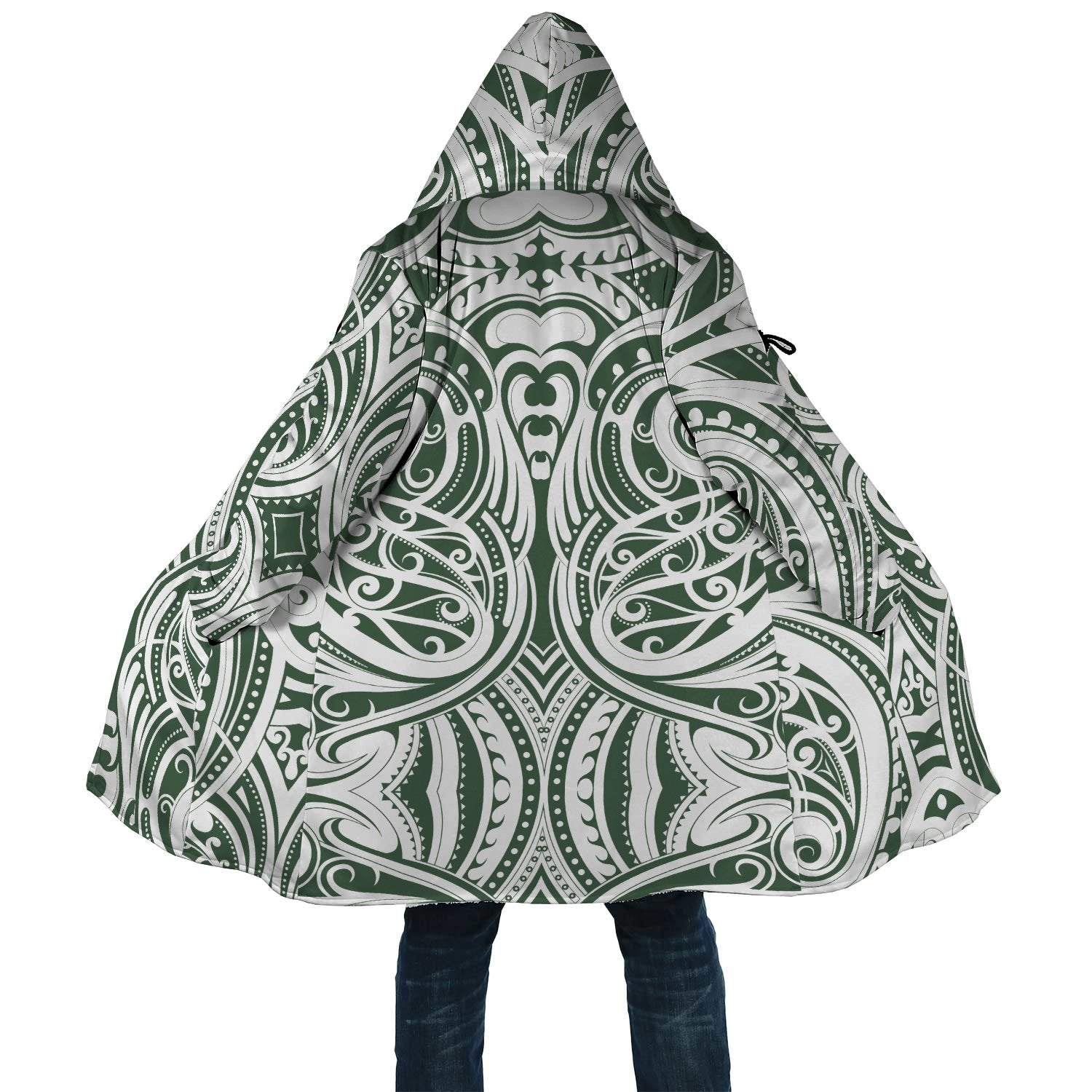 Polynesian All Over Print Cloak 58 Unisex White - Green - Polynesian Pride