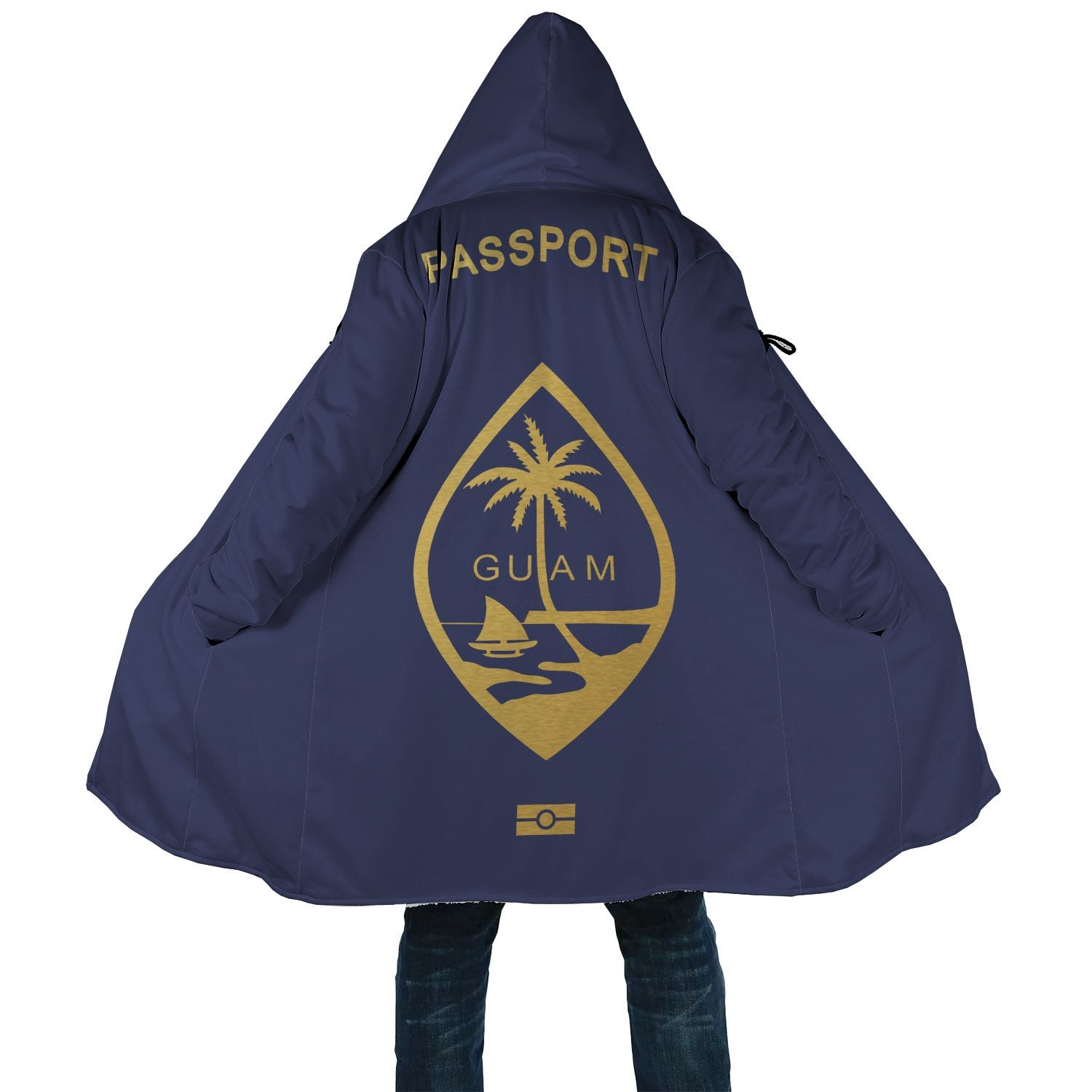 Guam All Over Print Cloak - Passport Version Unisex Blue - Gold - Polynesian Pride