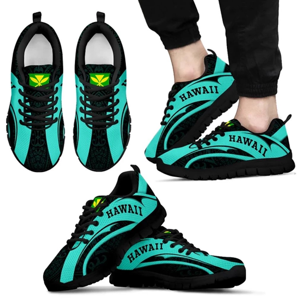 Hawaii Polynesian Sneakers - Camber Style Turquoise Men's Sneakers Black - Polynesian Pride