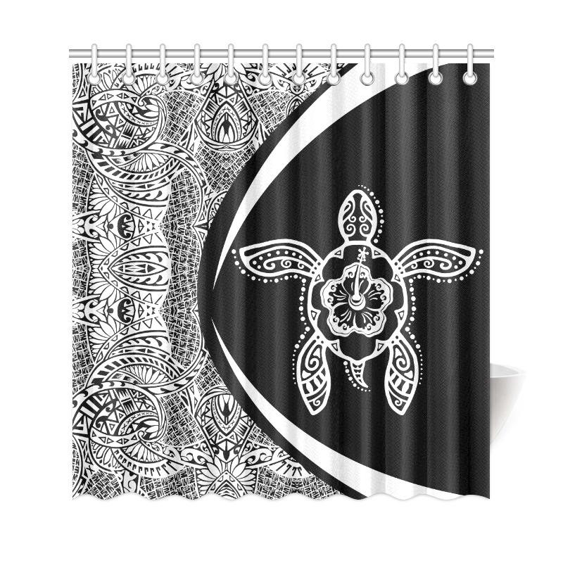 Hawaii Turtle Polynesian Shower Curtain-Circle Style White - Polynesian Pride