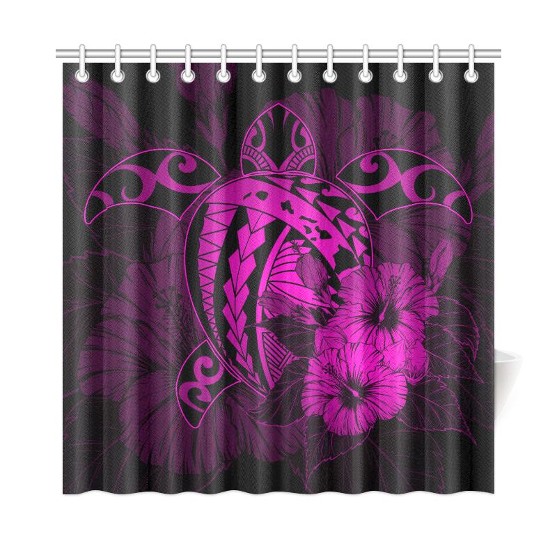 Hawaii Hibiscus Shower Curtain - Harold Turtle - Pink 177 x 172 (cm) Pink - Polynesian Pride