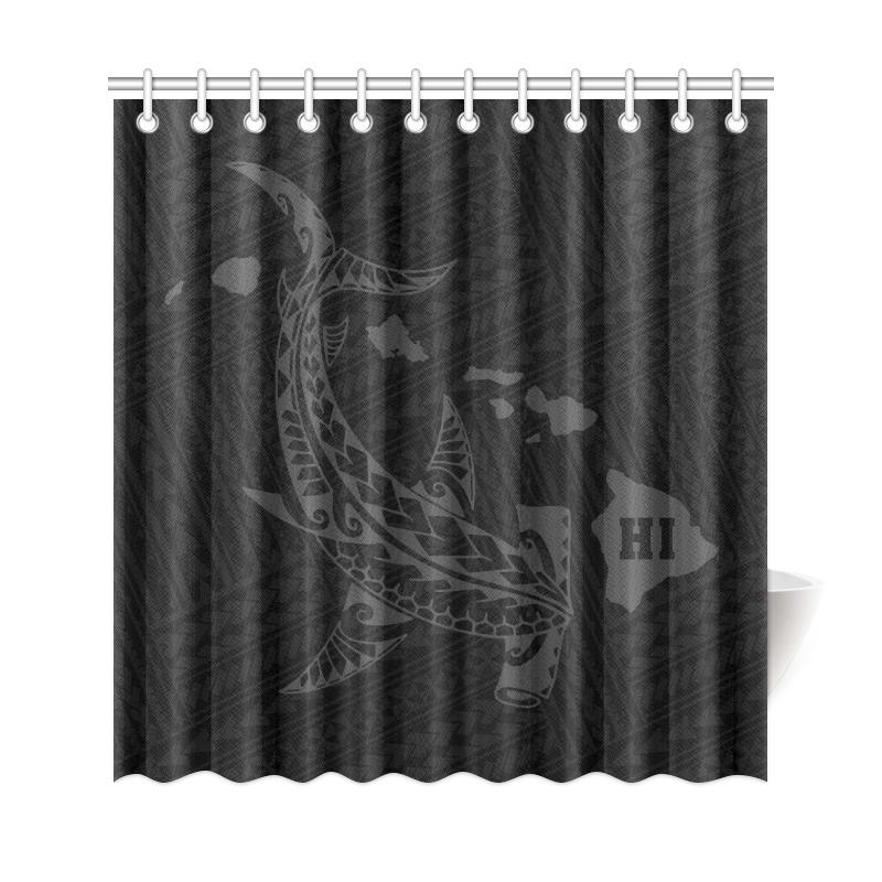 Hawaii Shark Gray Polynesian Shower Curtain - Polynesian Pride