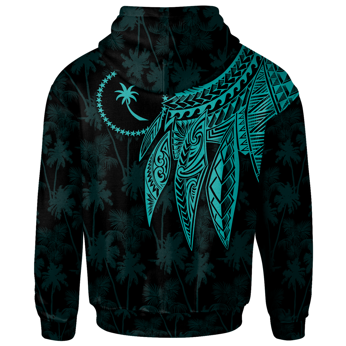Chuuk Custom Zip up Hoodie Polynesian Wings (Turquoise) - Polynesian Pride