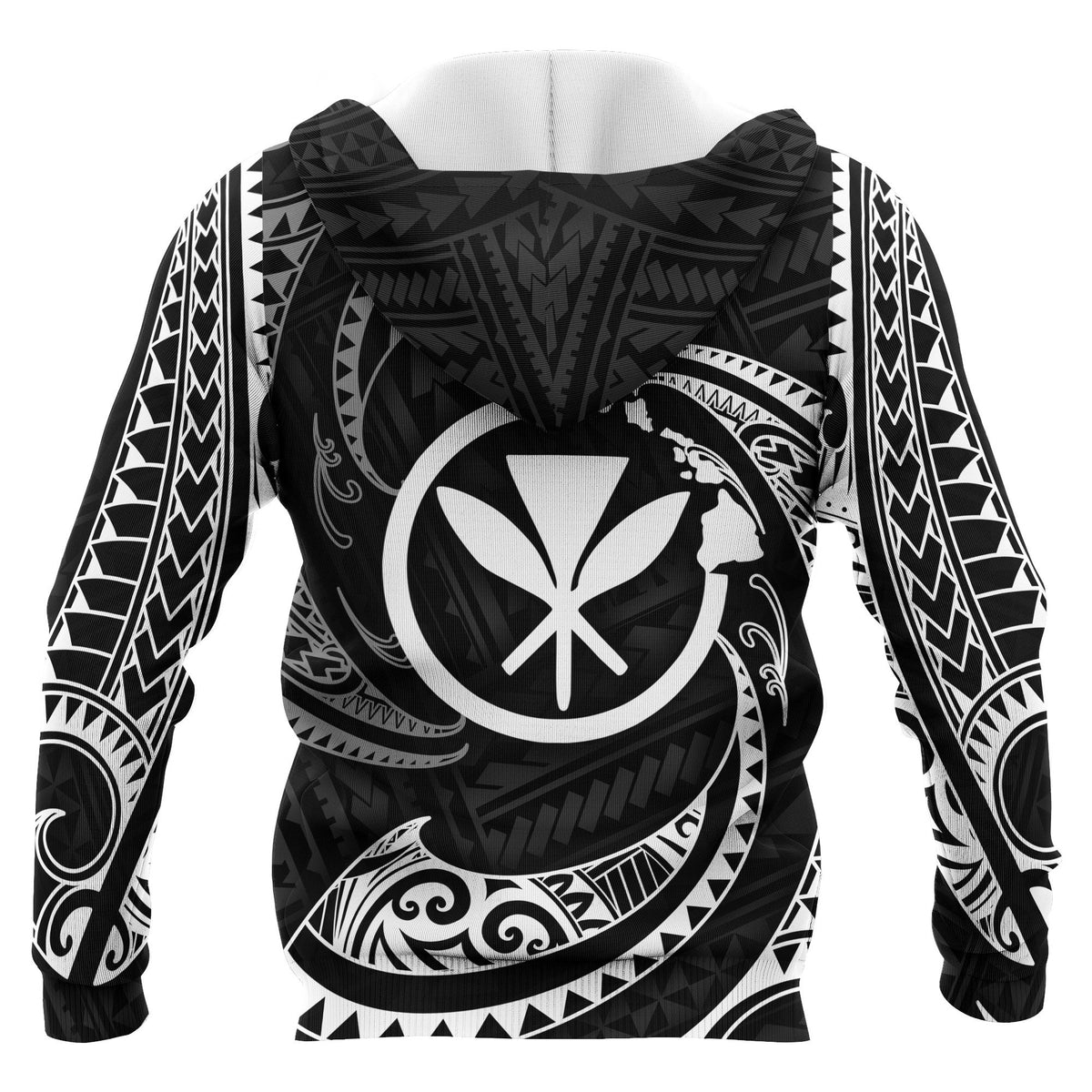 Hawaii Polynesian Custom Hoodie White Tribal Wave - Polynesian Pride