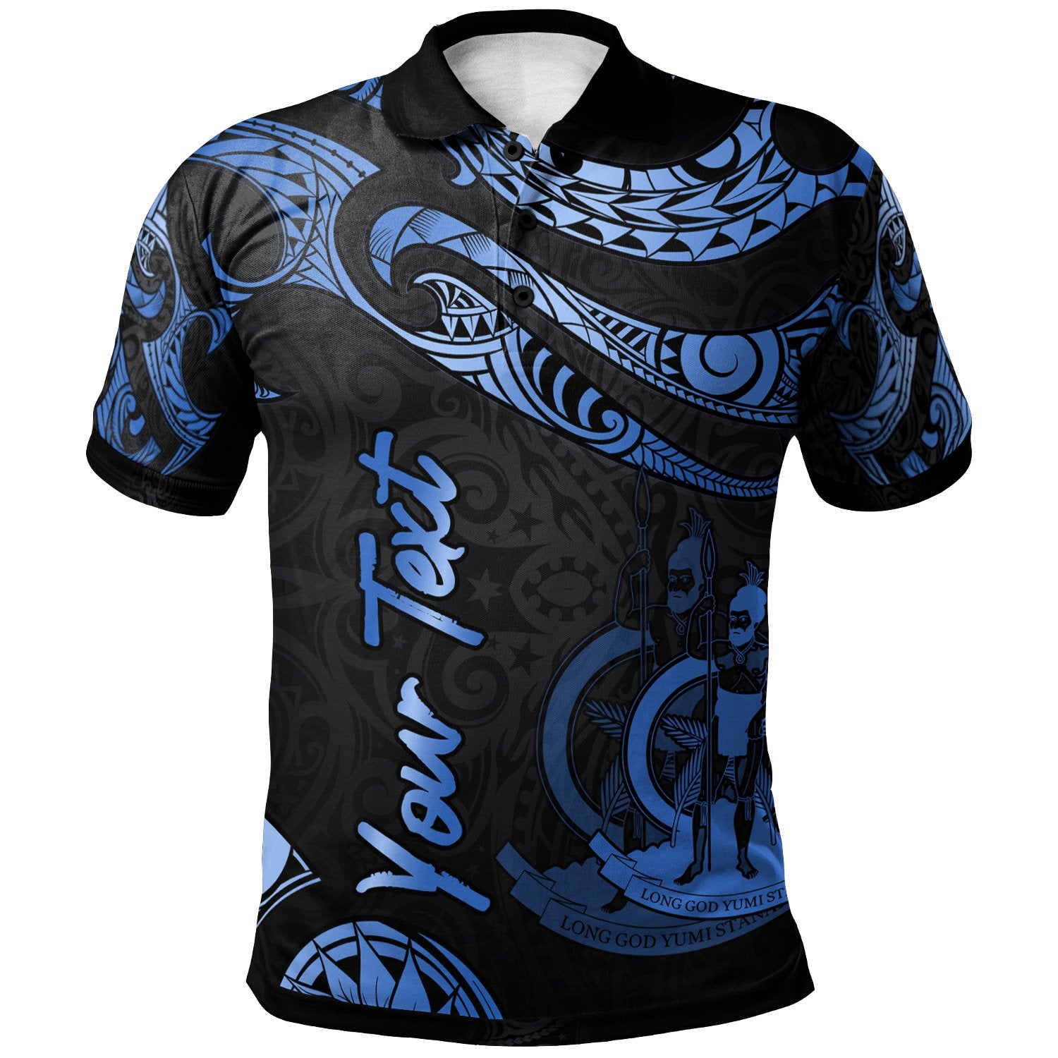 Vanuatu Custom Polo Shirt Polynesian Tattoo Blue Version Unisex Blue - Polynesian Pride