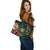 Fiji Polynesian Leather Tote Bag - Green Turtle Hibiscus - Polynesian Pride