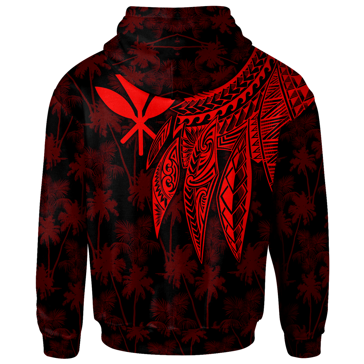 Polynesian Hawaii Kanaka Maoli Hoodie Polynesian Wings (Red) - Polynesian Pride