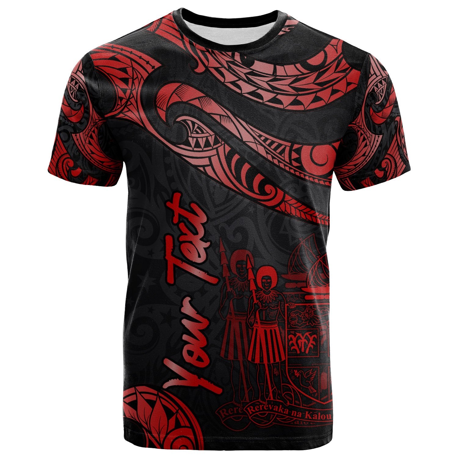 Fiji Polynesian Custom T Shirt Polynesian Tattoo Red Version Unisex Red - Polynesian Pride