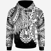 Tahiti Polynesian Hoodie Tribal Wave Tattoo White Unisex White - Polynesian Pride