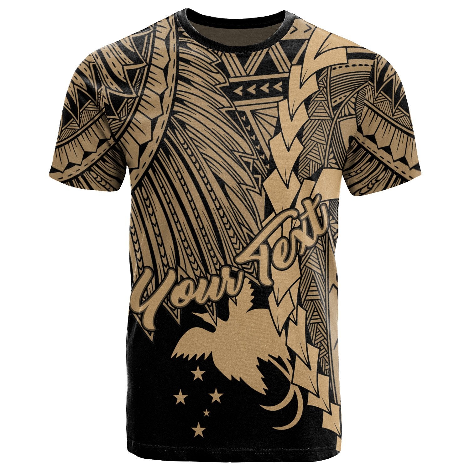 Papua New Guinea Polynesian Custom T Shirt Tribal Wave Tattoo Gold Unisex Gold - Polynesian Pride