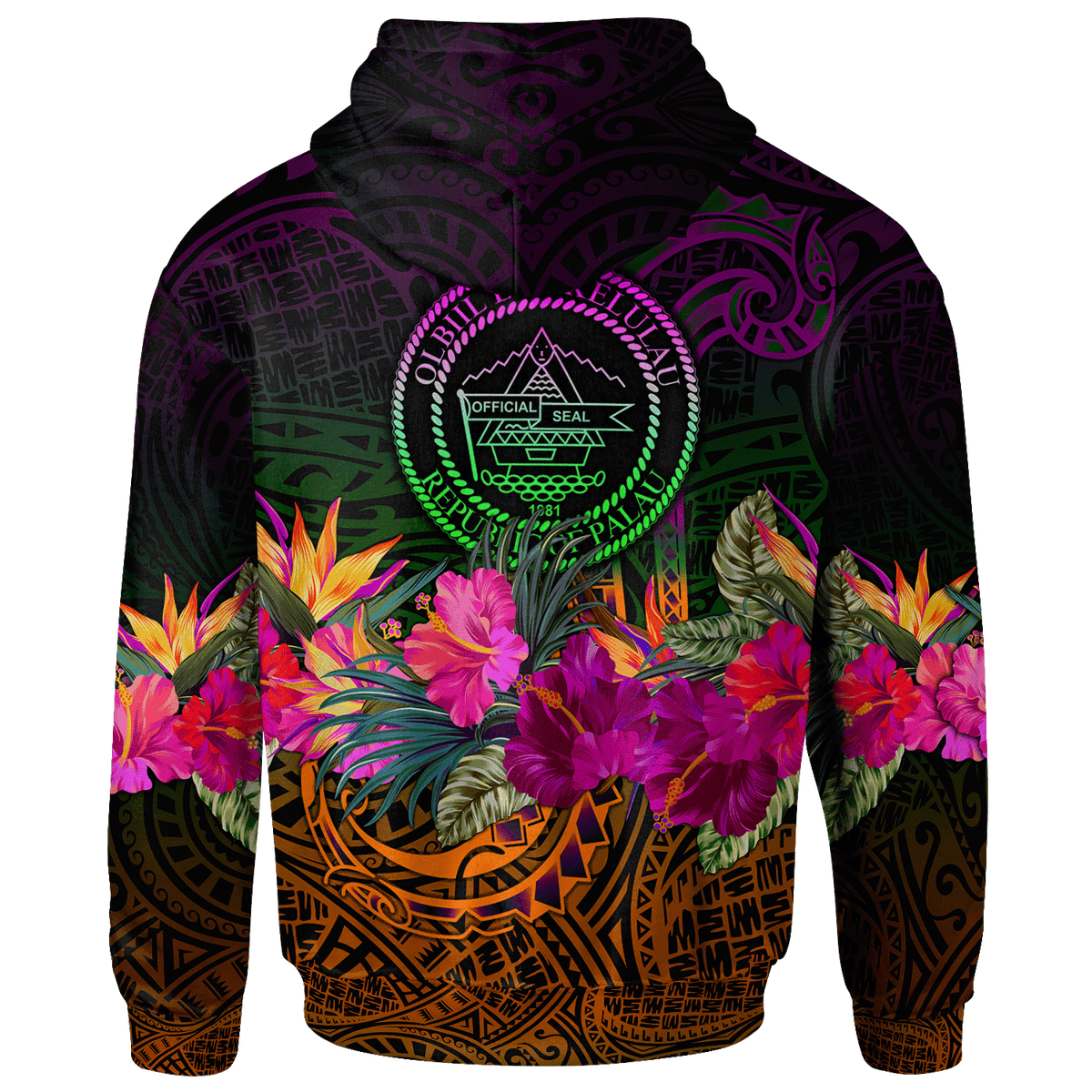 Palau Custom Hoodie Summer Hibiscus - Polynesian Pride