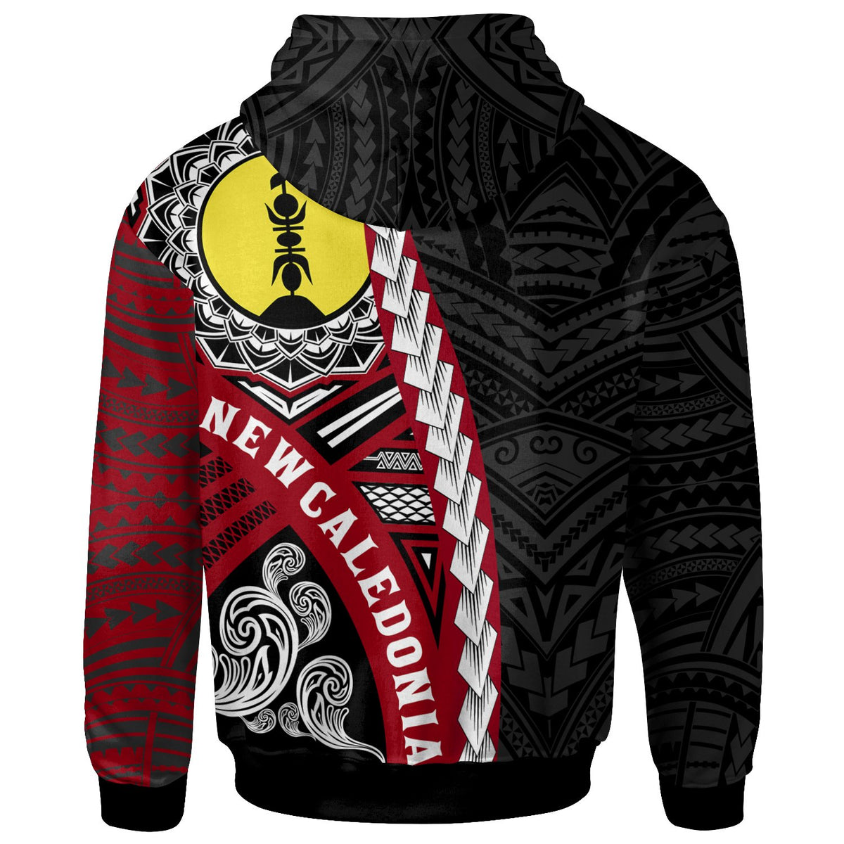 New Caledonia Polynesian Custom Zip up Hoodie Wave Tattoo - Polynesian Pride