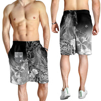 Fiji Men's Shorts - Humpback Whale with Tropical Flowers (White) - Polynesian Pride