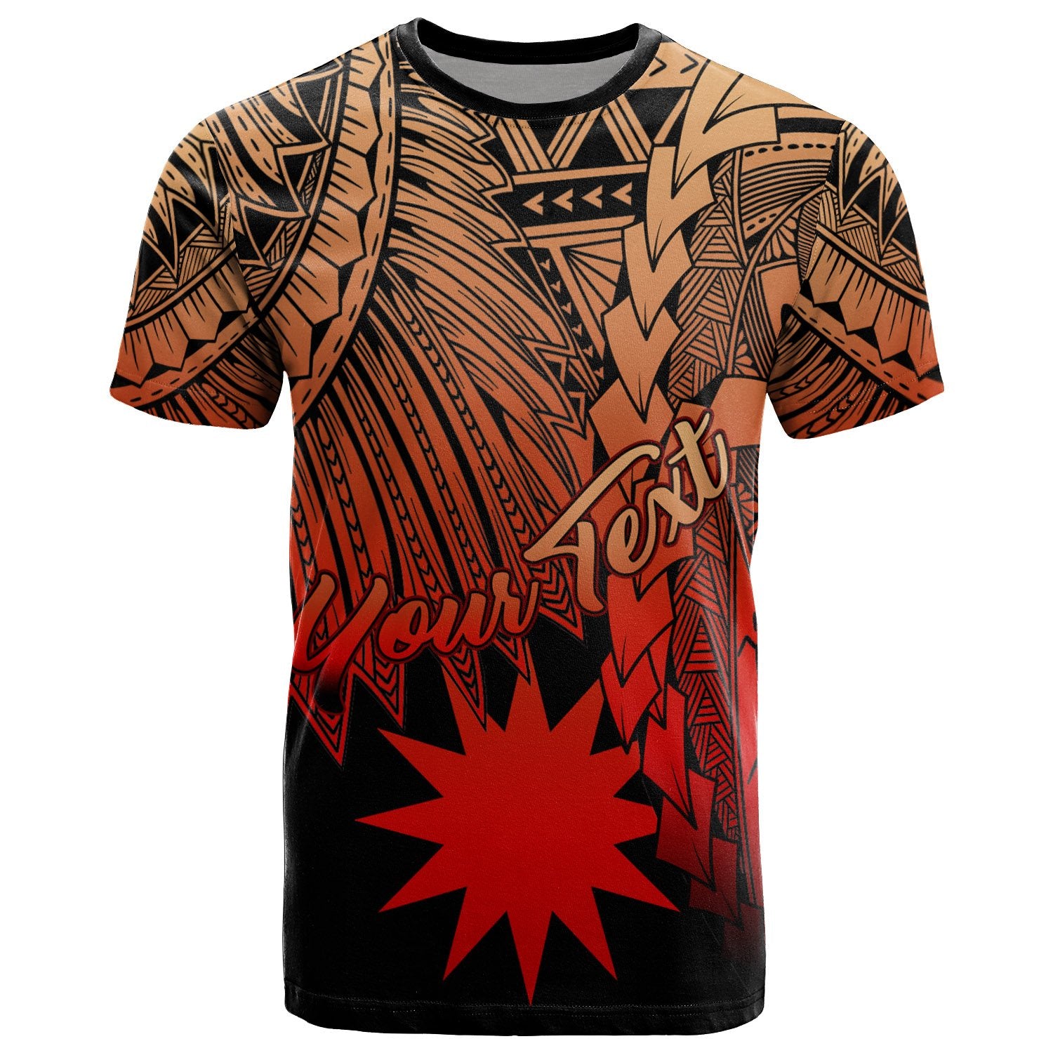 Nauru Polynesian Custom T shirt Tribal Wave Tattoo Red Ver 2 Unisex Red - Polynesian Pride