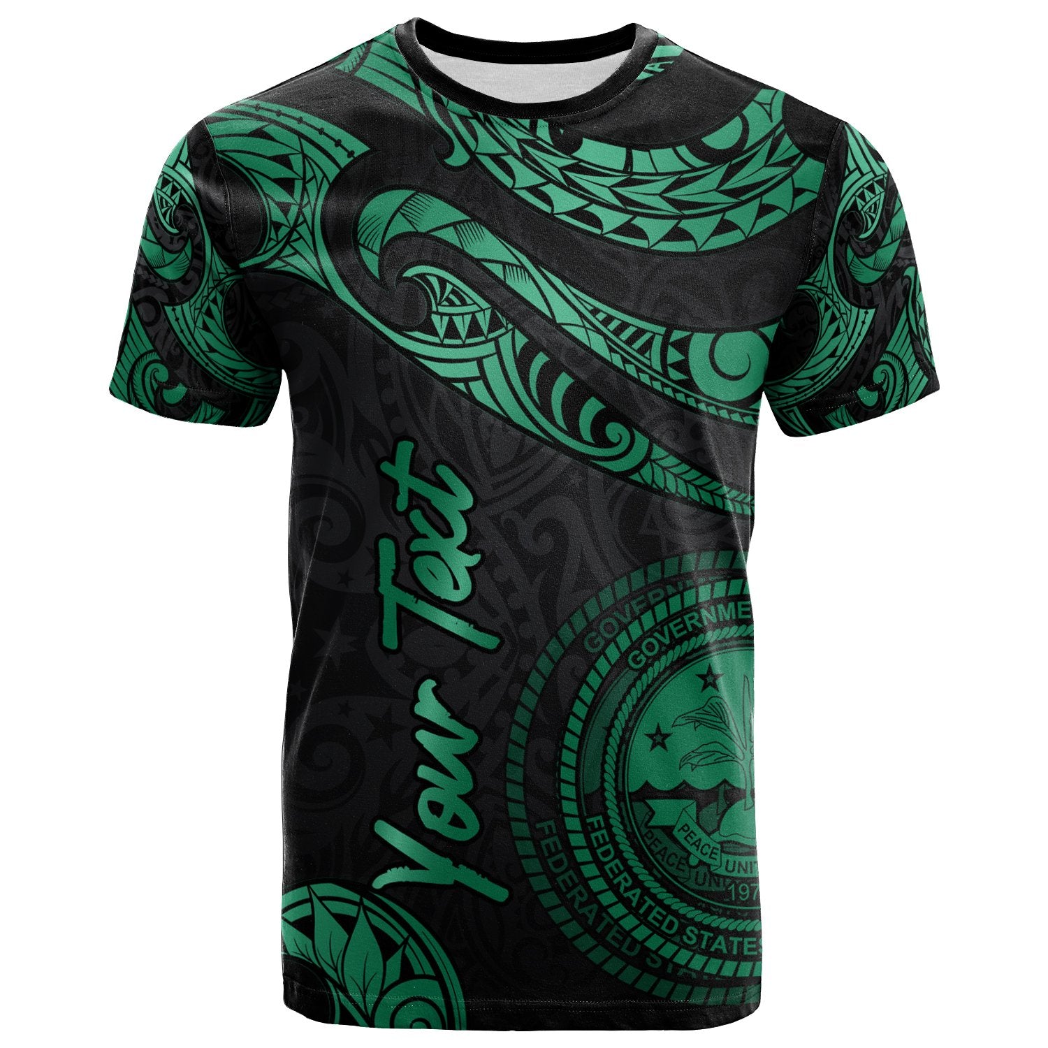 Federated States of Micronesia Custom T Shirt Polynesian Tattoo Green Version Unisex Art - Polynesian Pride