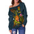 Tuvalu Polynesian Women's Off Shoulder Sweater - Legend of Tuvalu (Blue) Blue - Polynesian Pride