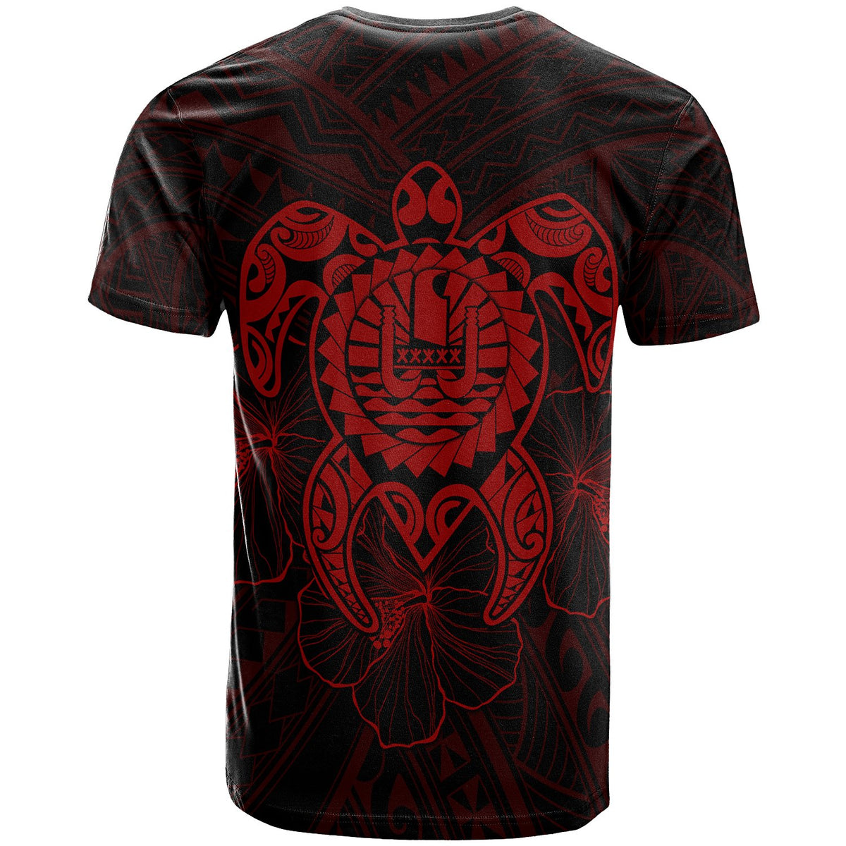 Tahiti Polynesian Custom T Shirt Vintage Polynesian Turtle (Red) - Polynesian Pride