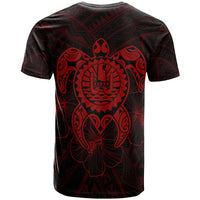 Tahiti Polynesian Custom T Shirt Vintage Polynesian Turtle (Red) - Polynesian Pride