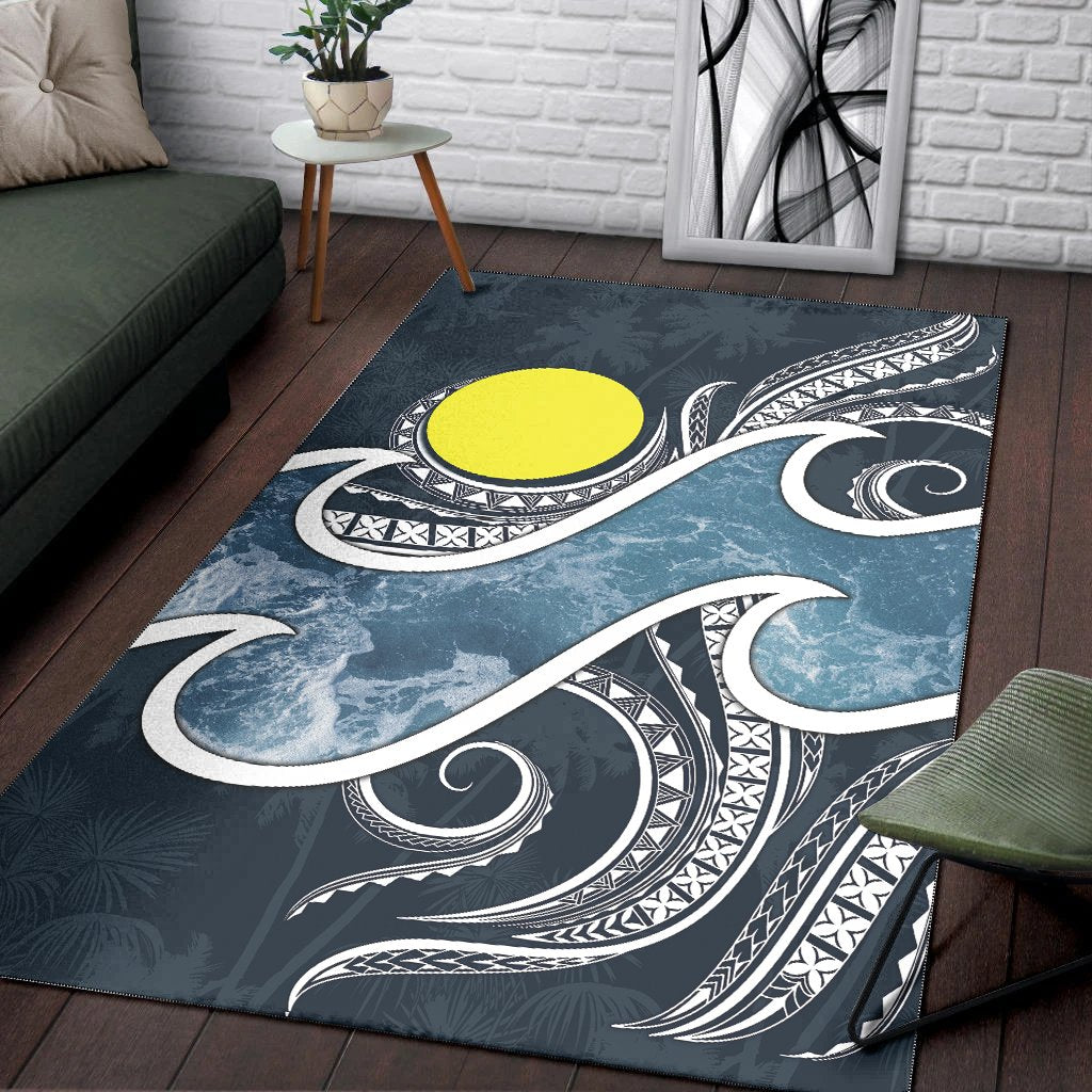 Palau Polynesian Area Rug - Ocean Style Blue - Polynesian Pride