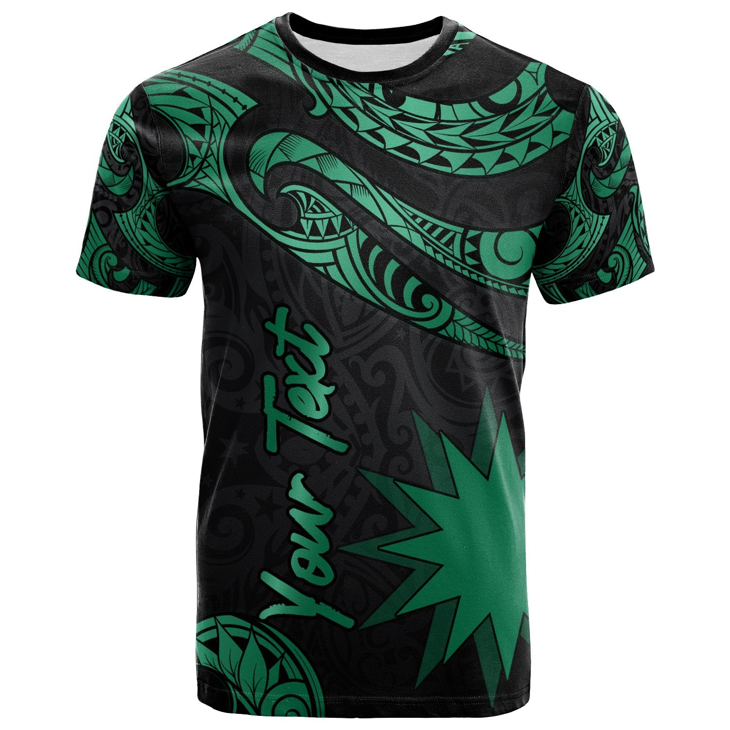 Nauru Polynesian Custom T Shirt Poly Tattoo Green Version Unisex Art - Polynesian Pride