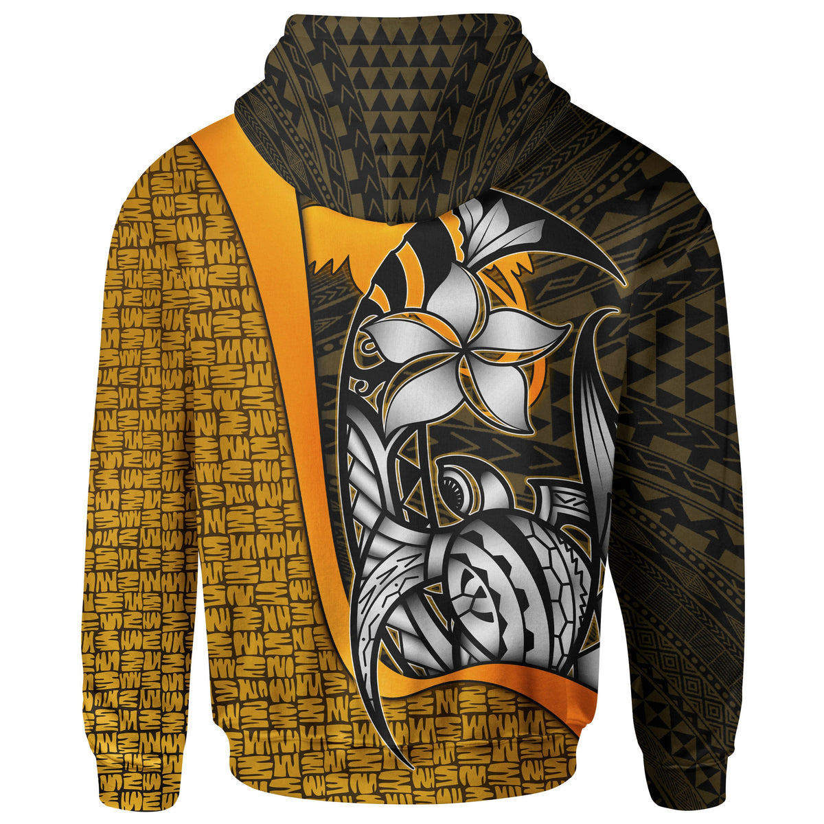 Papua New Guinea Polynesian Zip up Hoodie Gold Turtle with Hook - Polynesian Pride