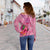 Federated States Of Micronesia Women's Off Shoulder Sweater - Floral With Seal Pink - Polynesian Pride