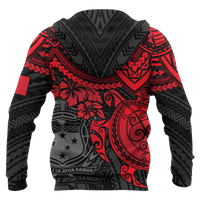 Samoa Polynesian Hoodie Red Turtle - Polynesian Pride