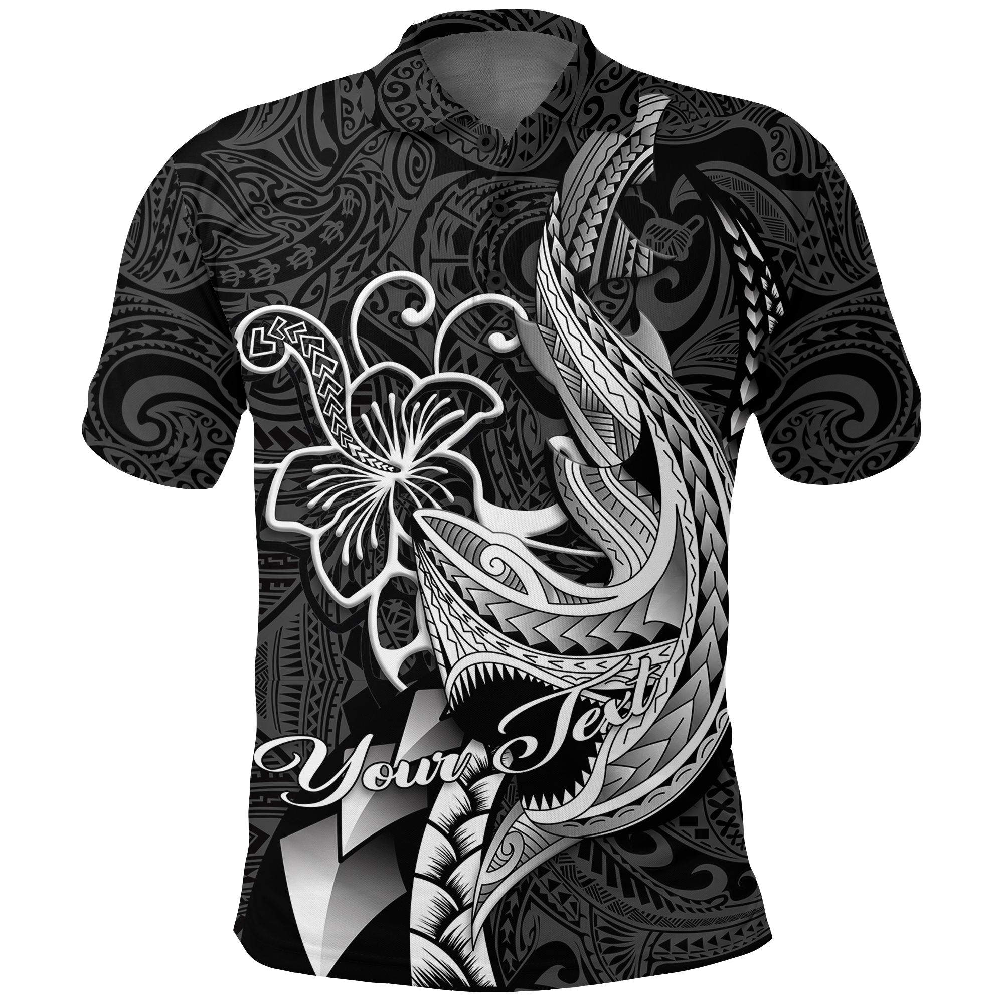 Custom Polynesian Shark Tattoo Hawaii Tribal Polo Shirt LT12 Unisex Black - Polynesian Pride