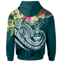 Guam Polynesian Zip up Hoodie Summer Plumeria (Turquoise) - Polynesian Pride