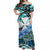 Wallis et Futuna Off Shoulder Long Dress Hibiscus and Turtles Green LT13 Long Dress Green - Polynesian Pride