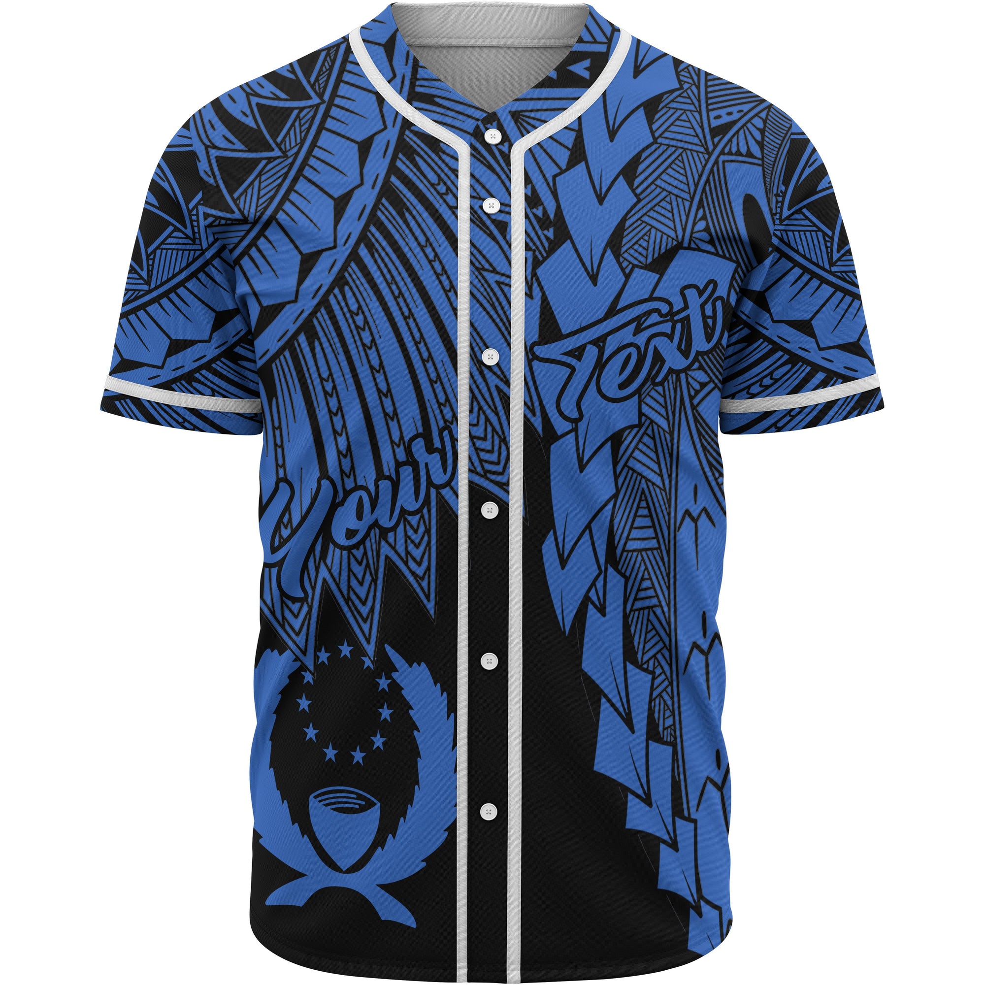 Pohnpei Polynesian Custom Personalised Baseball Shirt - Tribal Wave Tattoo Blue Unisex Blue - Polynesian Pride