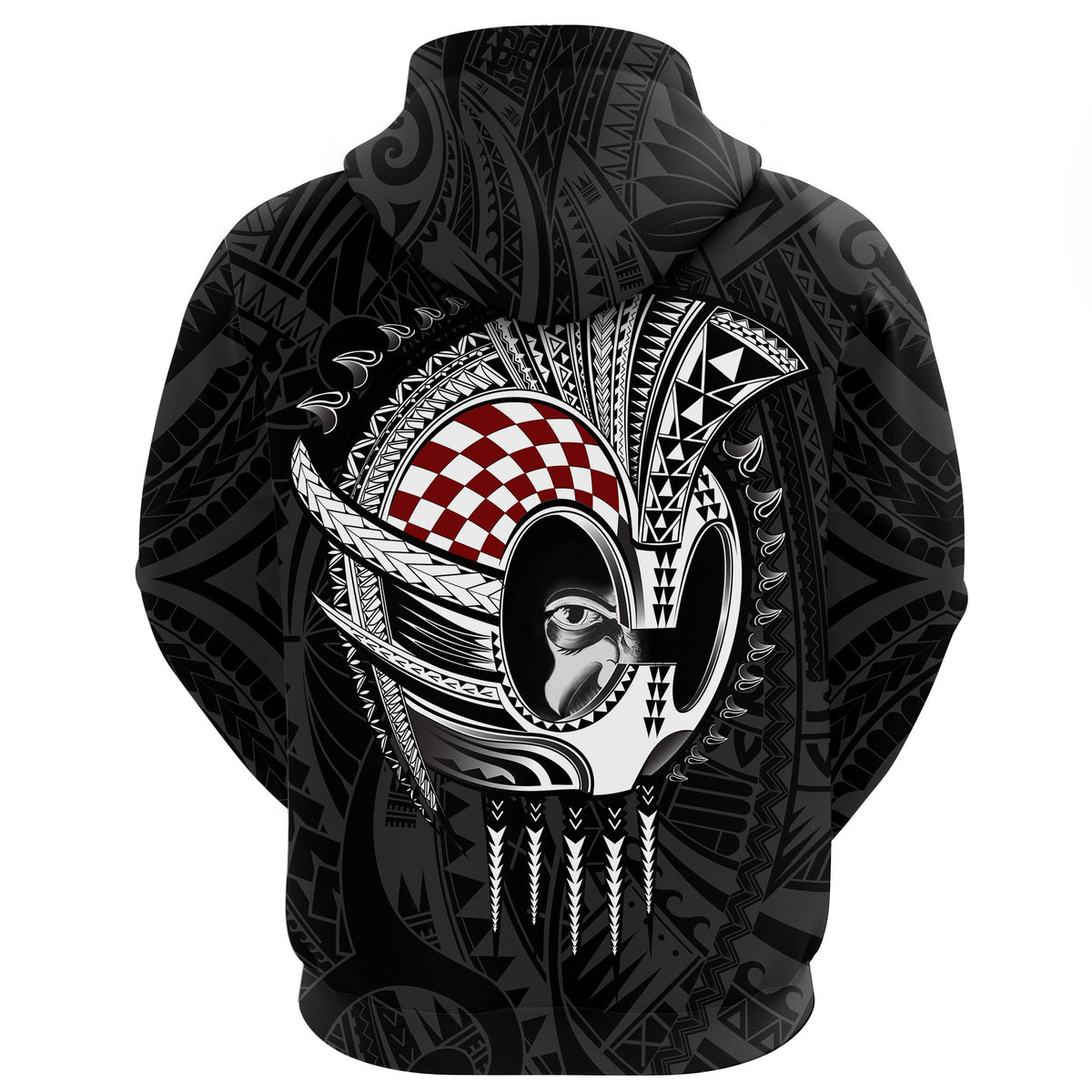 Hawaii Polynesian Warrior Mask Zip Hoodie Toon Style - Polynesian Pride