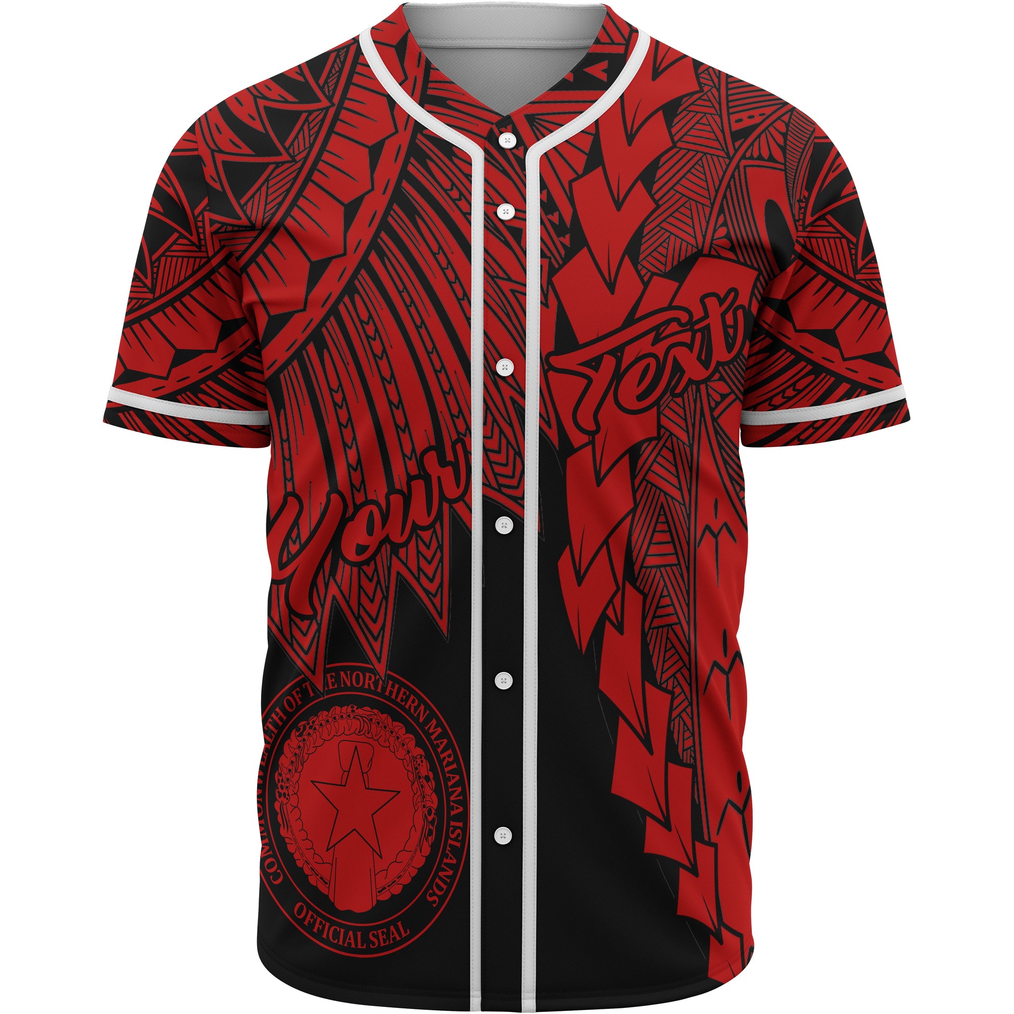 Northern Mariana Islands Polynesian Custom Personalised Baseball Shirt - Tribal Wave Tattoo Red Unisex Red - Polynesian Pride