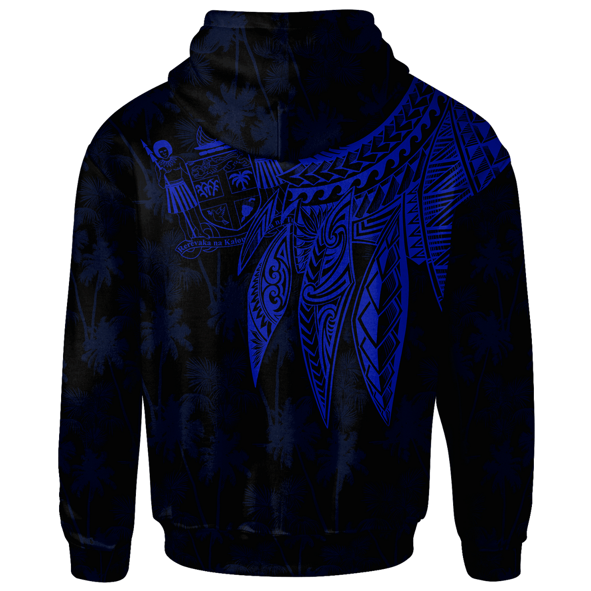 Fiji Custom Hoodie Polynesian Wings (Blue) - Polynesian Pride