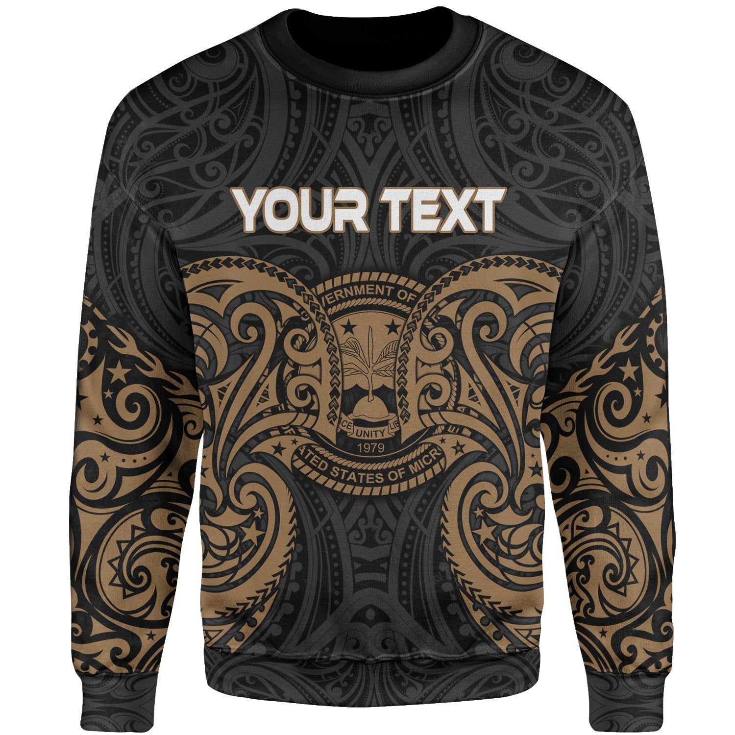 Federated States Of Micronesia Polynesian Custom Personalised Sweater - Spirit Style Gold Unisex Gold - Polynesian Pride