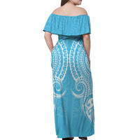 (Custom Personalised) Cook Islands Mauke Off Shoulder Long Dress - Tribal Pattern - LT12 - Polynesian Pride