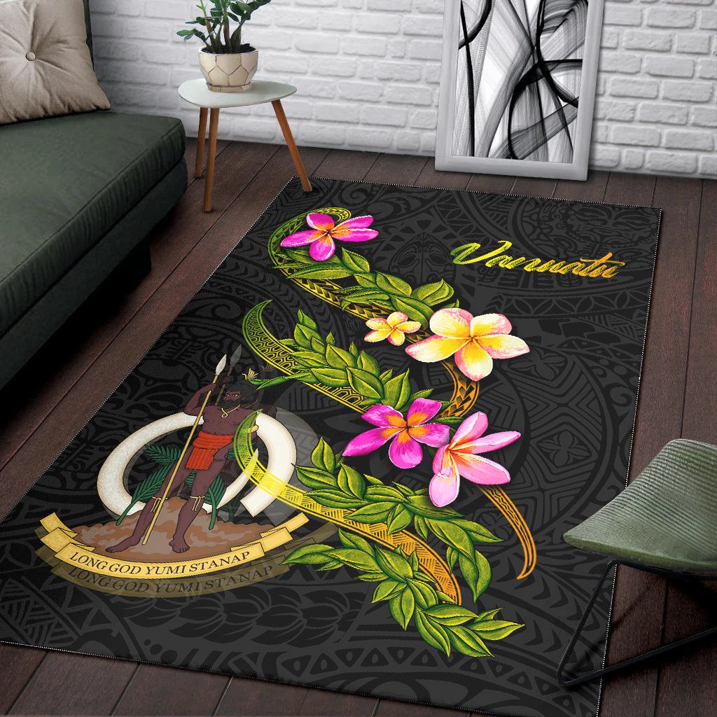 Vanuatu Polynesian Area Rug - Plumeria Tribal - Polynesian Pride