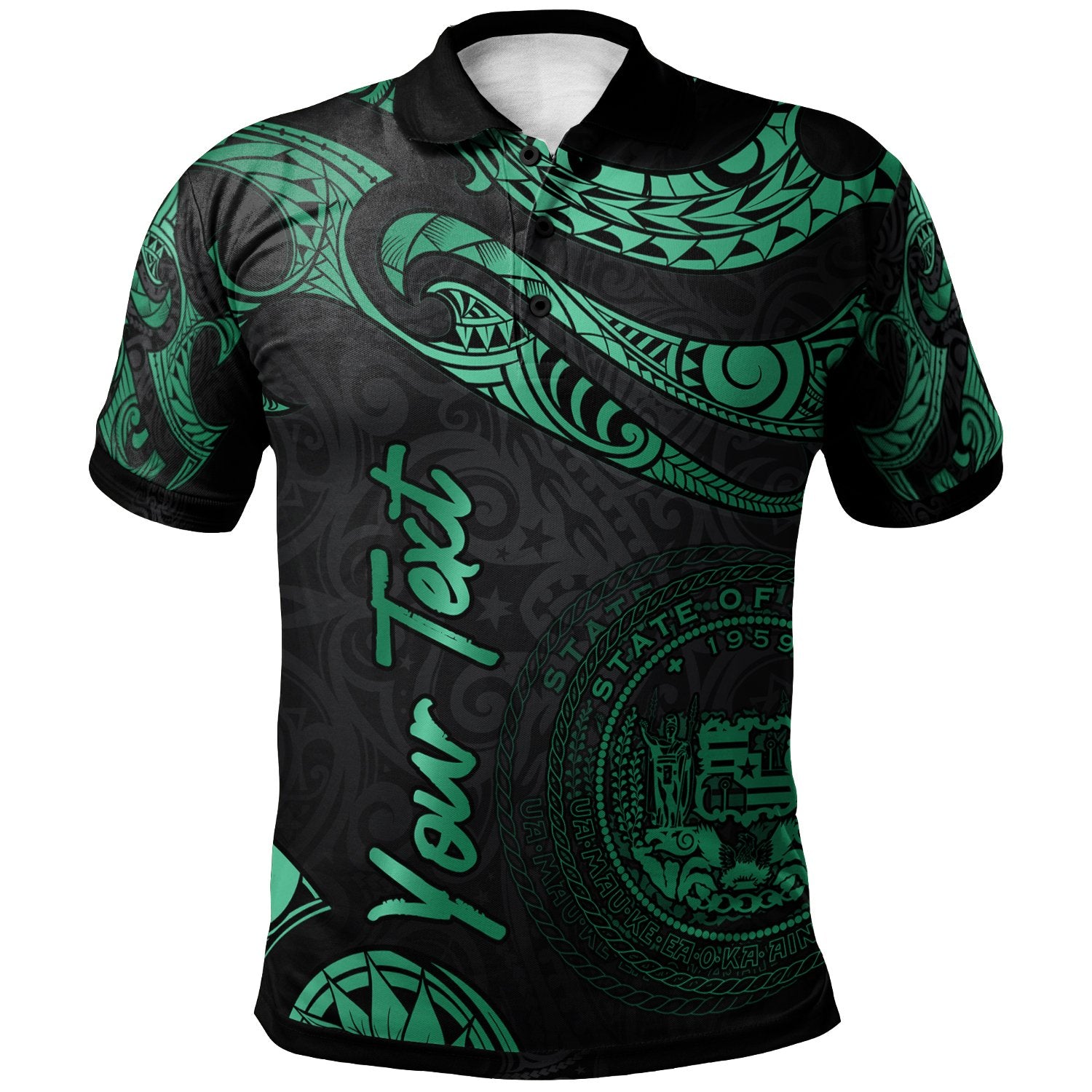 Hawaii Custom Polo Shirt Polynesian Tattoo Green Version Unisex Green - Polynesian Pride