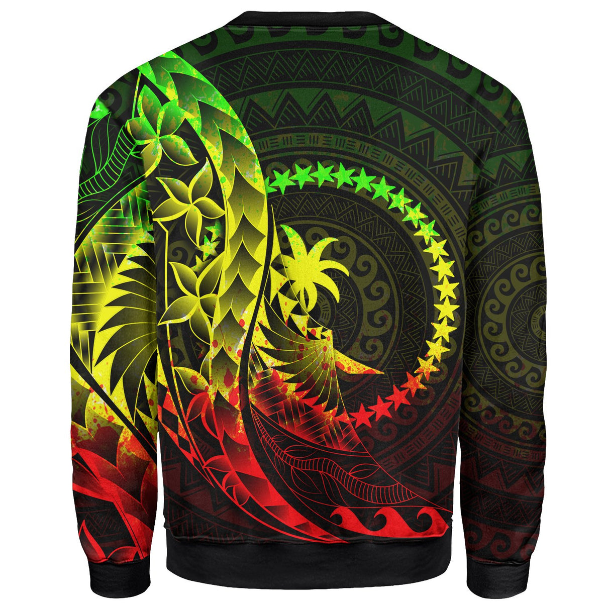 Chuuk Sweatshirt - Polynesian Pattern Style Reggae Color - Polynesian Pride