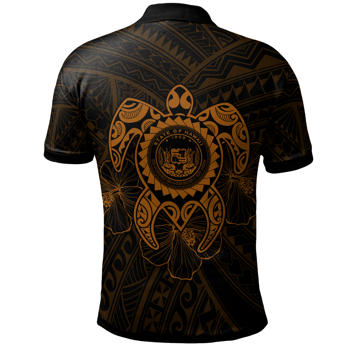 Hawaii Polynesian Polo Shirt Vintage Polynesian Turtle (Golden) - Polynesian Pride