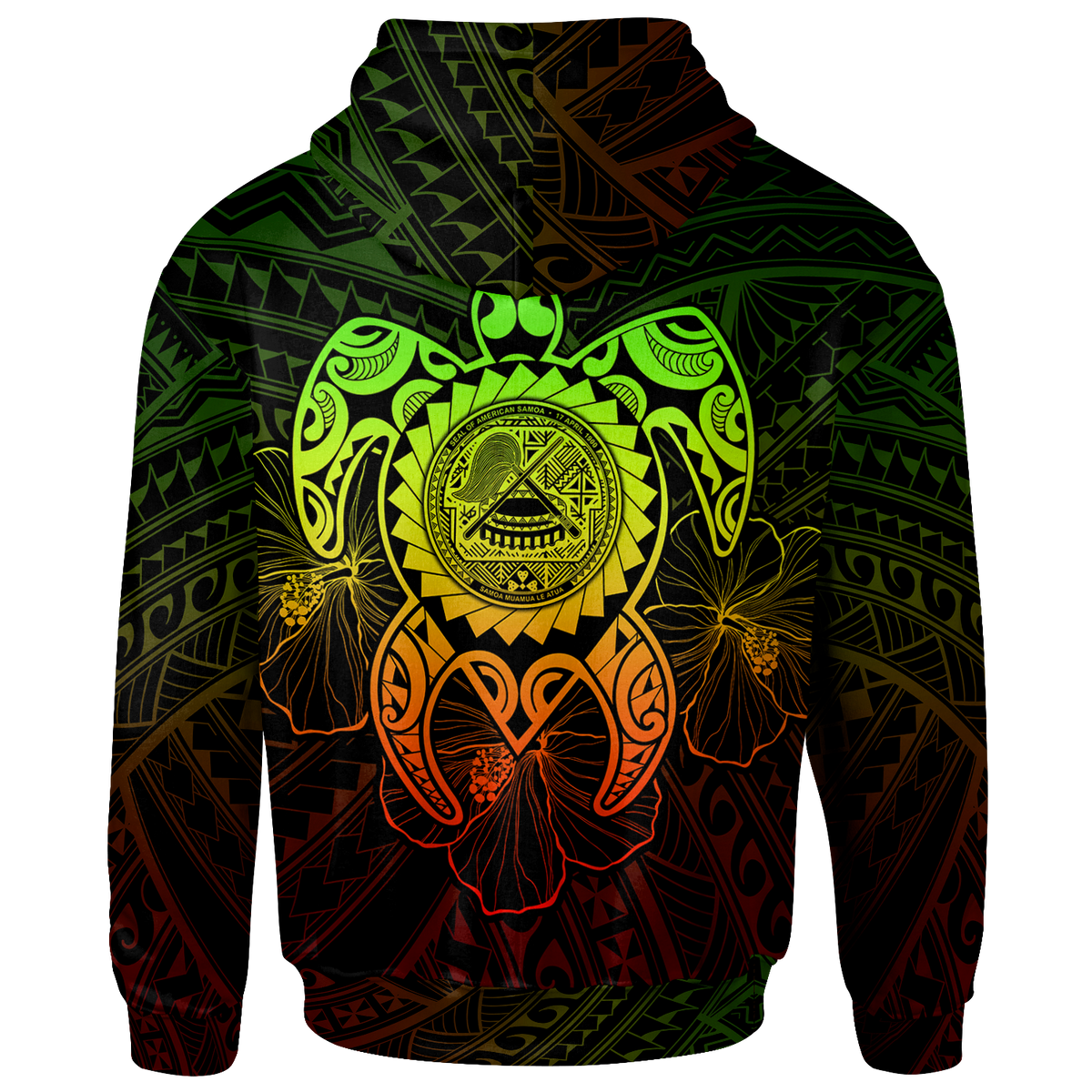 Samoa Polynesian Custom Hoodie Vintage Polynesian Turtle (Reggae) - Polynesian Pride