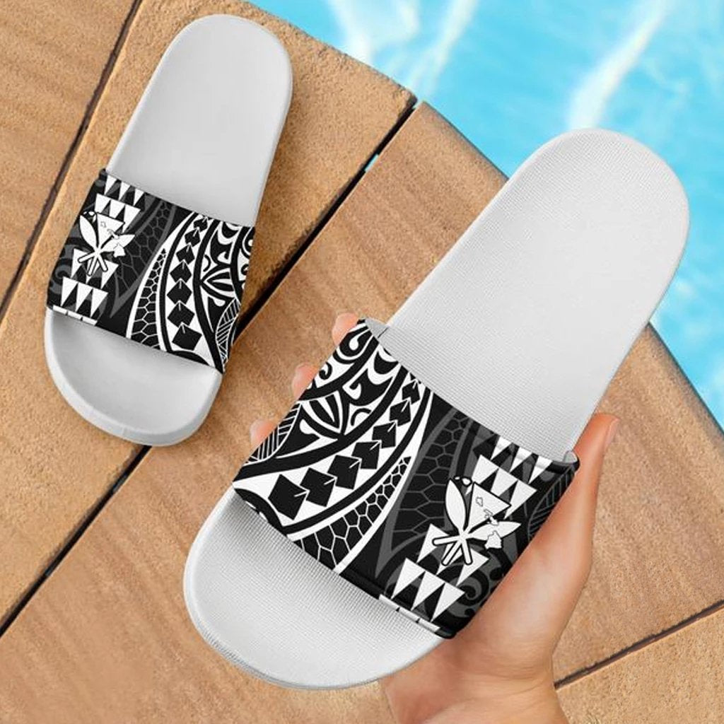 Kanaka Map Tribal Slide Sandals White White White - Polynesian Pride