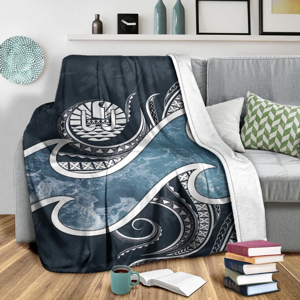 Tahiti Polynesian Premium Blanket - Ocean Style White - Polynesian Pride