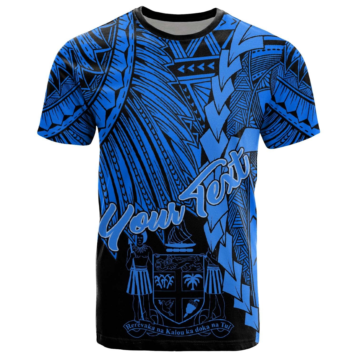 Fiji Polynesian Custom T Shirt Tribal Wave Tattoo Blue Unisex Blue - Polynesian Pride